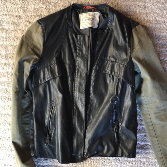 Zara TRF outerwear leather and army green jacket - Picture 1 of 3